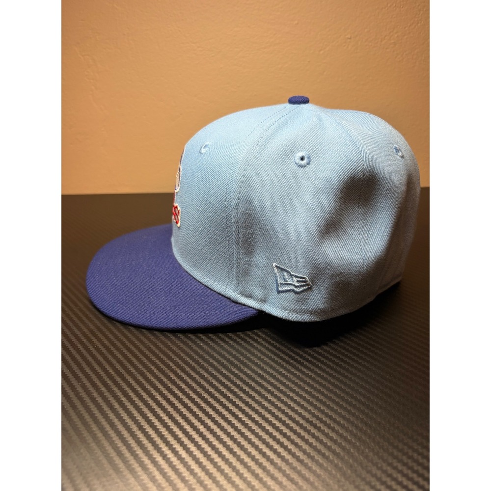 New Era Texas Rangers 59FIFTY Fitted Hat Blue 50th Anniversary Patch Size 7 3/8 - Picture 3 of 6